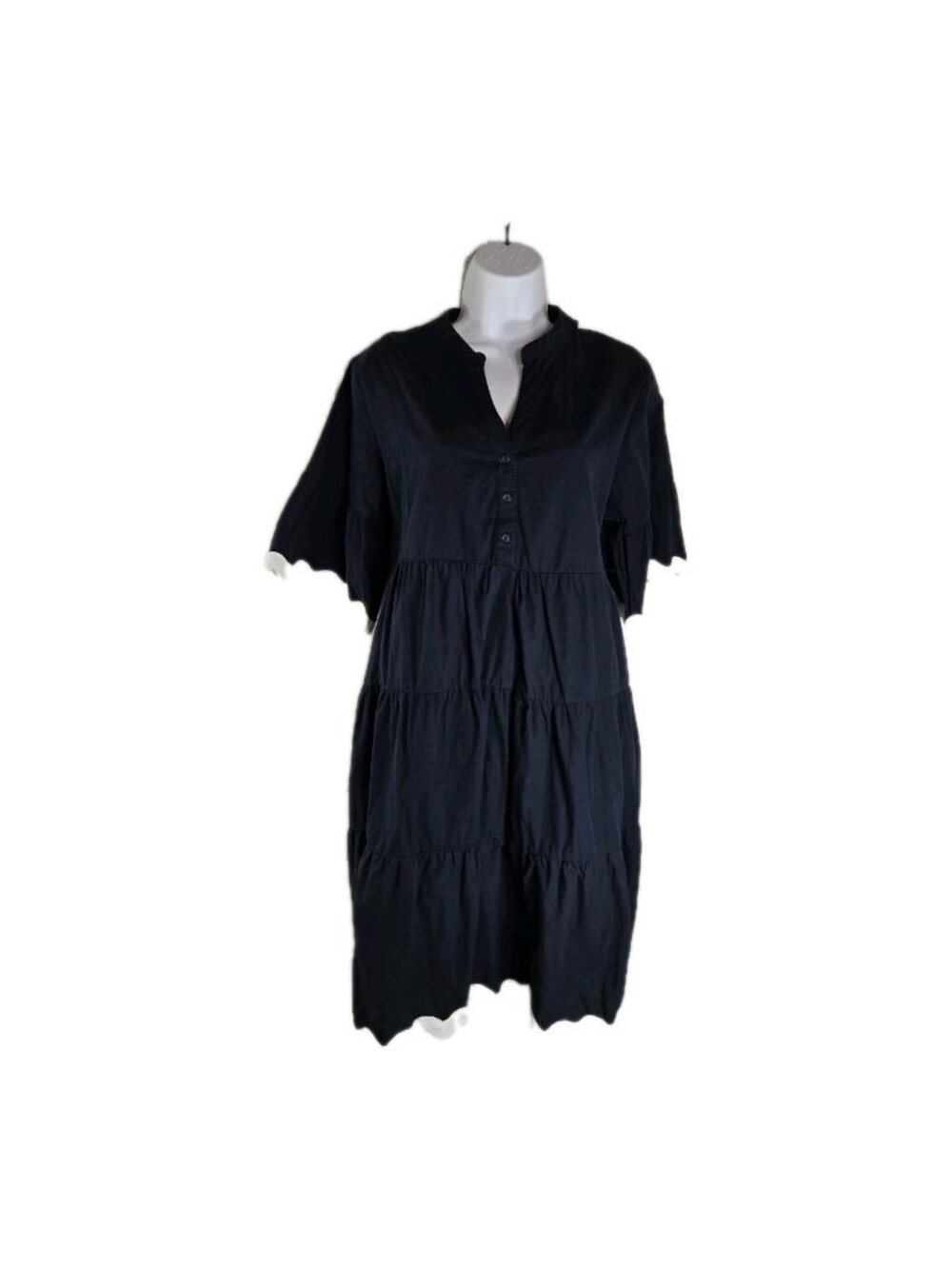 White Closet Australia Navy Blue Tiered Coastal Cotton Dress